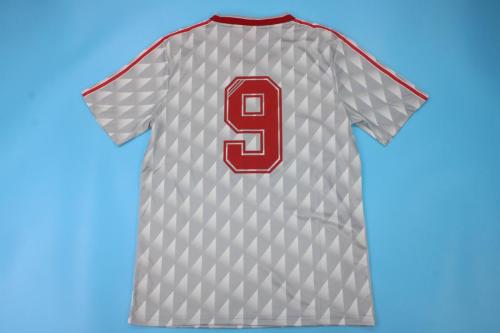 Retro Jersey 1989-1991 Liverpool 9 Away Grey Soccer Jersey Vintage Football Shirt