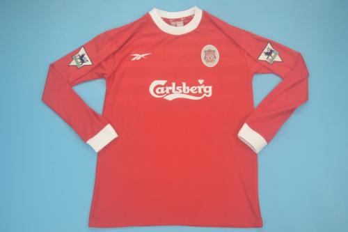 with EPL Patch Retro Jersey Long Sleeve 1998-2000 Liverpool Home Soccer Jersey