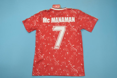 Retro Jersey 1989-1990 Liverpool MC MANAMAN 7 Home Soccer Jersey Vintage Football Shirt