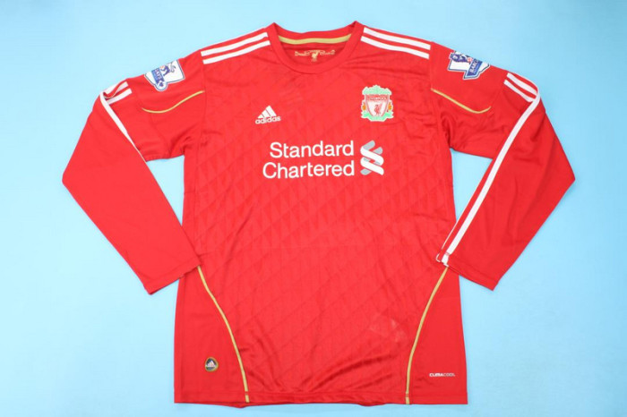 with EPL Patch Long Sleeve Retro Jersey 2010-2012 Liverpool SUAREZ 7 Home Soccer Jersey Vintage Football Shirt