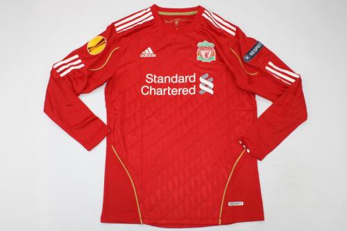 with Europa League Patch Long Sleeve Retro Jersey 2010-2012 Liverpool Home Soccer Jersey Vintage Football Shirt