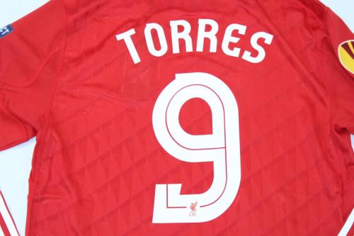 with Europa League Patch Long Sleeve Retro Jersey 2010-2012 Liverpool TORRES 9 Home Soccer Jersey Vintage Football Shirt