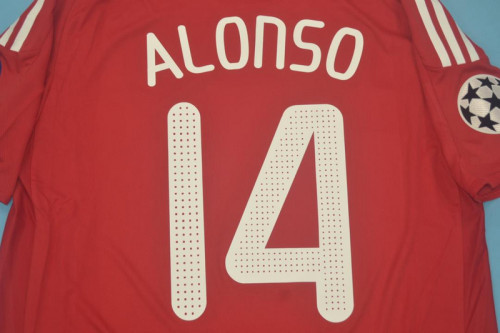 with UCL Patch Retro Jersey 2008-2010 Liverpool ALONSO 14 Home Soccer Jersey Vintage Football Shirt