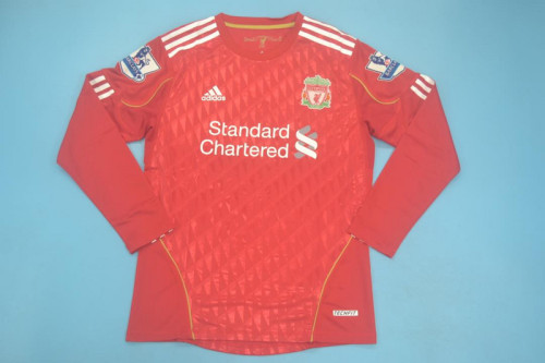 with EPL Patch Long Sleeve Retro Jersey 2010-2012 Liverpool Home Soccer Jersey Vintage Football Shirt