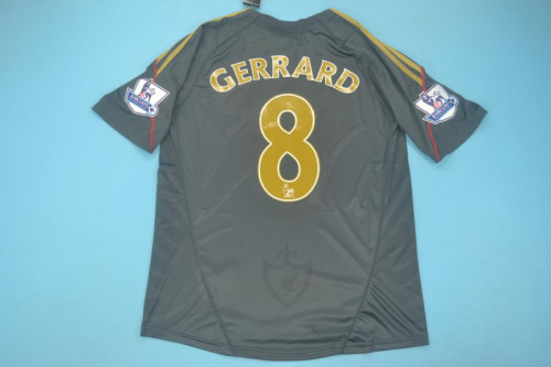 with EPL Patch Retro Jersey 2009-2010 Liverpool Gerrard 8 Away Black Soccer Jersey