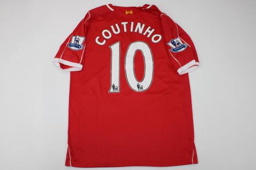 with EPL Patch Retro Jersey 2014-2015 Liverpool COUTINHO 10 Home Soccer Jersey Vintage Football Shirt