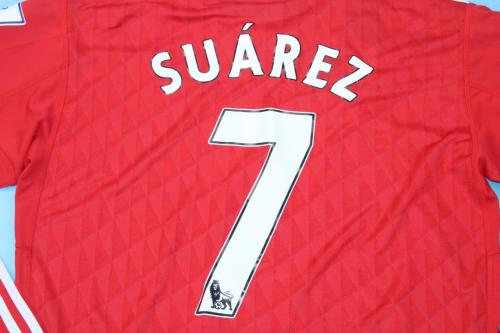 with EPL Patch Long Sleeve Retro Jersey 2010-2012 Liverpool SUAREZ 7 Home Soccer Jersey Vintage Football Shirt