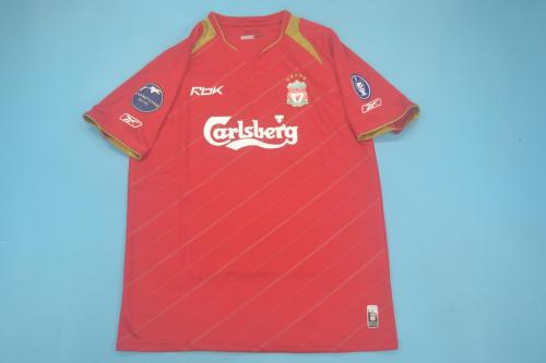 with Champions League+Trophy 5 Patch Retro Jersey 2005-2006 Liverpool Home Soccer Jersey