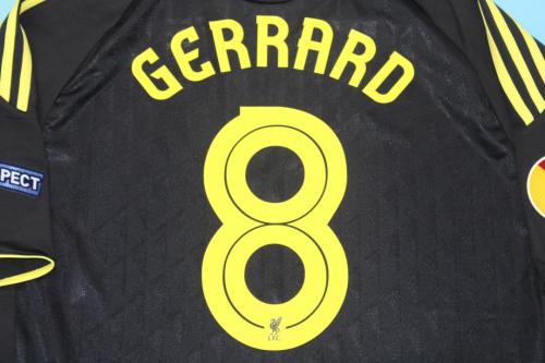 with Europa League Patch Retro Jersey 2010-2011 Liverpool 8 GERRARD 3rd Away Black Soccer Jersey Vintage Football Shirt