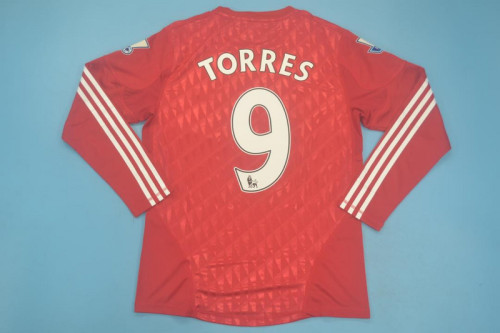 with EPL Patch Long Sleeve Retro Jersey 2010-2012 Liverpool TORRES 9 Home Soccer Jersey Vintage Football Shirt
