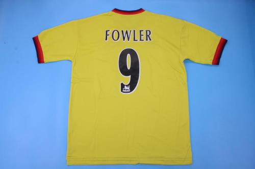 Retro Jersey 1997-1998 Liverpool FOWLER 9 Away Yellow Soccer Jersey Vintage Football Shirt
