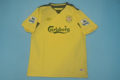 with EPL Patch Retro Jersey 2004-2005 Liverpool Away Yellow Soccer Jersey Vintage Football Shirt