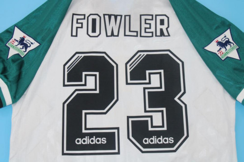 with EPL Patch Retro Jersey 1993-1995 Liverpool FOWLER 23 Away White Soccer Jersey Vintage Football Shirt