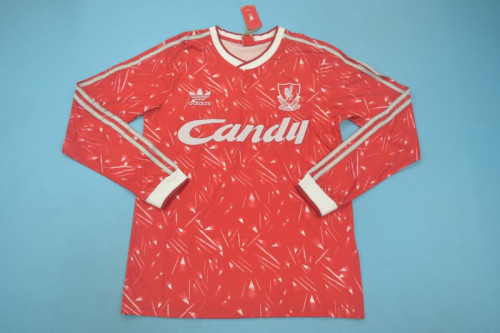 Long Sleeve Retro Jersey 1989-1990 Liverpool Home Soccer Jersey Vintage Football Shirt