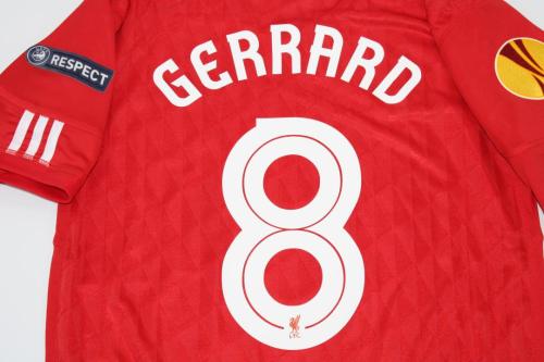 with Europa League Patch Retro Jersey 2010-2012 Liverpool GERRARD 8 Home Soccer Jersey Vintage Football Shirt