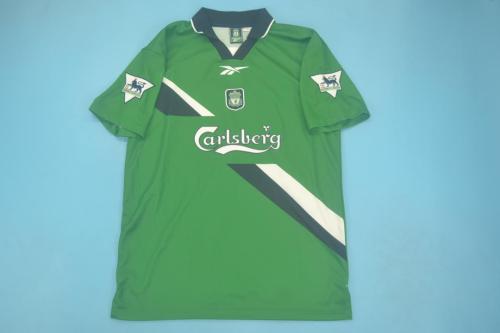 with EPLPatch Retro Jersey Liverpool 1999-2000 Away Green Soccer Jersey Vintage Football Shirt