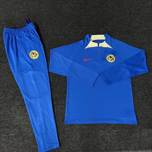 2023-2024 Club America Blue Soccer Training Sweater and Pants Football Kit