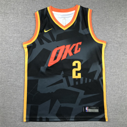 Youth Kids 2024 City Edition Oklahoma City Thunder GIL GEOUS-ALEXANDER 2 Black NBA Jersey Child Basketball Shirt