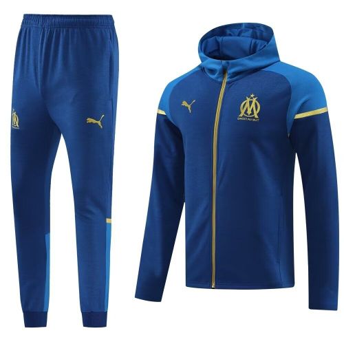 2023-2024 Marseille Dark Blue Soccer Training Jacket with Caps and Pants