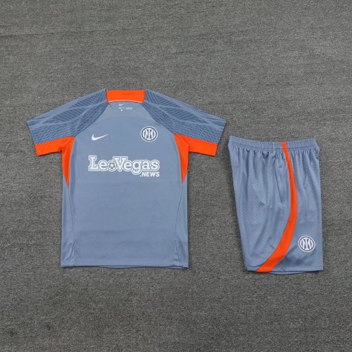 Adult Uniform 2023-2024 Inter Milan Grey Soccer Training Jersey and Shorts Football Kits