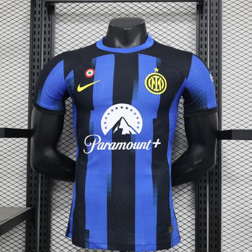 with Coppa Italia Patch Player Version 2023-2024 Inter Milan Home Soccer Jersey