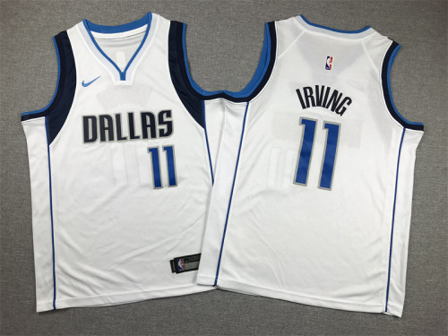 Youth Dallas Mavericks 11 IRVING White NBA Jersey Child Basketball Shirt