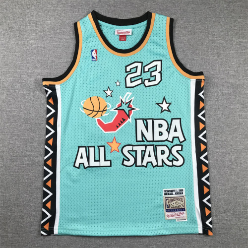 Youth Mitchell&ness 1996 NBA All Stars 23 JORDAN Basketball Shirt Blue Kids NBA Jersey