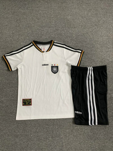 Retro Youth Uniform 1996 Germany Home Soccer Jersey Shorts Vintage Child Football Kit