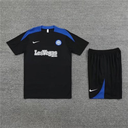 Adult Uniform 2023-2024 Inter Milan Black Soccer Training Jersey and Shorts Football Kits