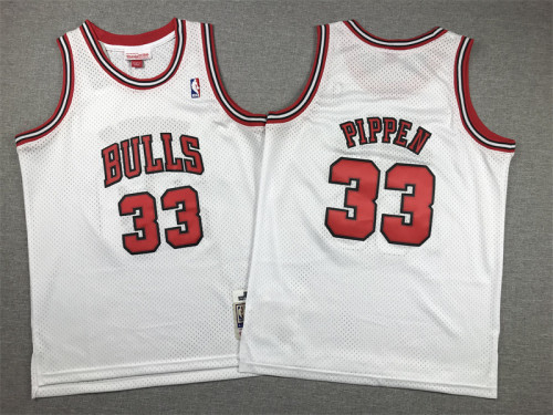 Youth Mitchell&ness 1997-98 Chicago Bulls 33 PIPPEN White NBA Shirt Child Basketball Jersey