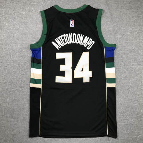 Milwaukee Bucks 34 ANTETOKOUNMPO Black NBA Shirt Basketball Jersey
