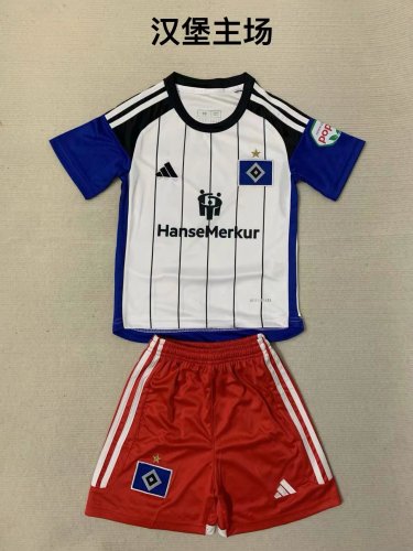 Youth Uniform Kids Kit 2023-2024 Hamburger Home Soccer Jersey Shorts