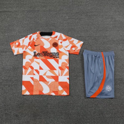 Adult Uniform 2023-2024 Inter Milan Orange/White Soccer Training Jersey and Shorts Football Kits