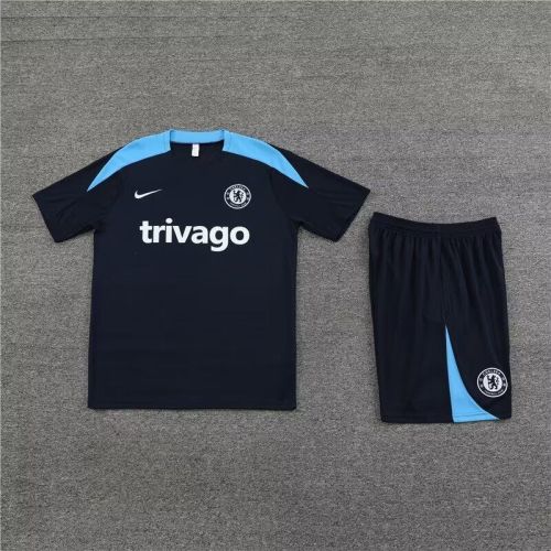 Adult Uniform 2023-2024 Chelsea Dark Blue Soccer Training Jersey and Shorts Football Kits