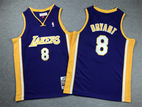 Youth Mitchell&ness 1999-00 KOBE BRYANT 8 Los Angeles Lakers Basketball Shirt Purple Kids NBA Jersey