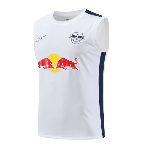 Fan Version 2023-2024 RB Leipzig White/Dark Blue Soccer Training Vest Prematch Top