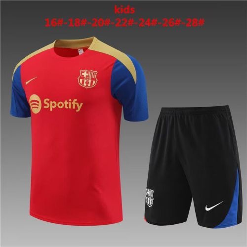 Youth Kids 2023-2024 Barcelona Red Soccer Training Jersey Shorts