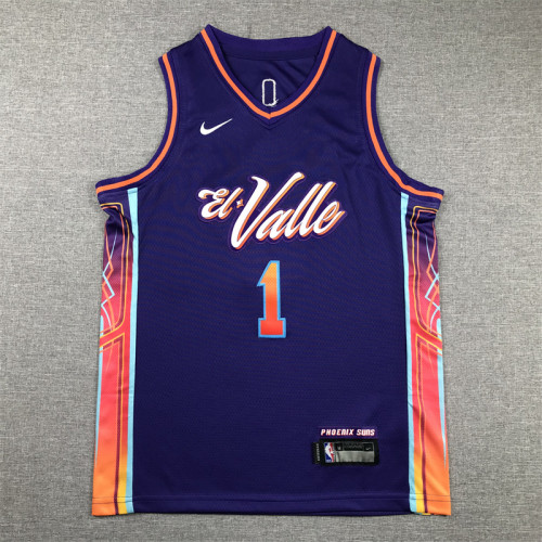 Youth 2024 City Edition Phoenix Suns 1 BOOKER Purple NBA Jersey Child Basketball Shirt