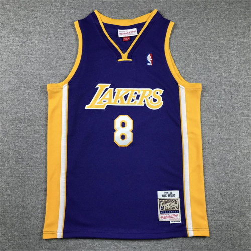 Youth Mitchell&ness 1999-00 KOBE BRYANT 8 Los Angeles Lakers Basketball Shirt Purple Kids NBA Jersey