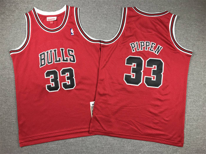 Youth Mitchell&ness 1997-98 Chicago Bulls 33 PIPPEN Red NBA Shirt Child Basketball Jersey