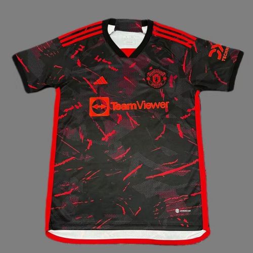 Fan Version 2023-2024 Manchester United Black/Red Soccer Pre-match Top Jersey Man United Football Shirt