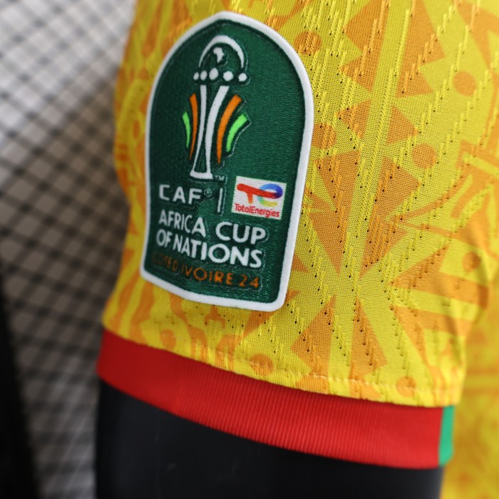 with Africa Cup Patch Player Version 2024 Burkina Faso Yellow Soccer Jersey