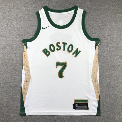 Youth Kids 2024 City Editon Boston Celtics 7 BROWN White NBA Jersey Basketball Shirt