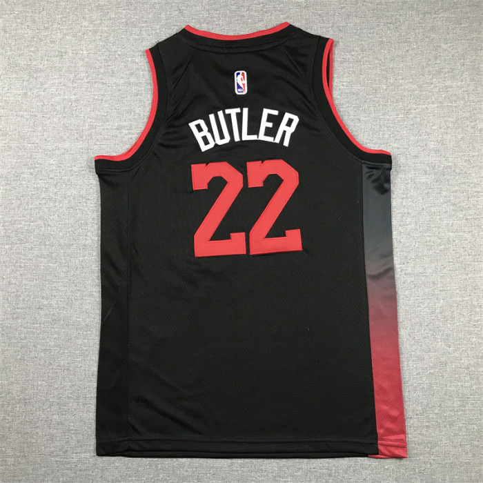 2024 City Edition Youth Miami Heat 22 BUTLER Black NBA Jersey Kids Basketball Shirt