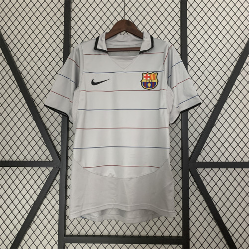 Retro Jersey 2003-2004 Barcelona Away Grey Soccer Jersey Vintage Football Shirt