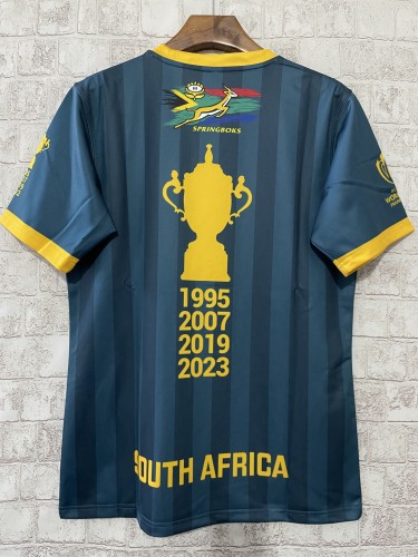 2024 South Africa Rugby Jersey Blue Champions Casual T-shirt