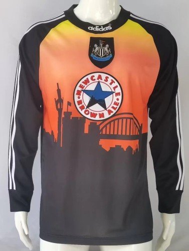 Long Sleeve Retro Jersey 1996-1997 Newcastle United Orange Goalkeeper Soccer Jersey Vintage Football Shirt