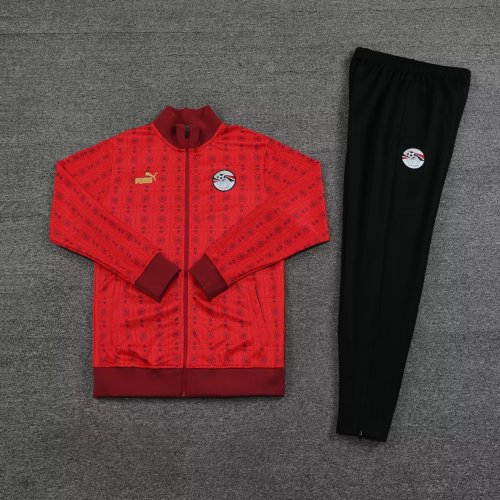 2023-2024 Eygpt Red Soccer Training Jacket with Caps and Pants