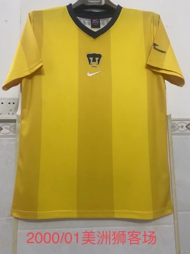 Retro Jersey 2000-2001 Pumas Yellow Soccer Jersey Vintage Football Shirt