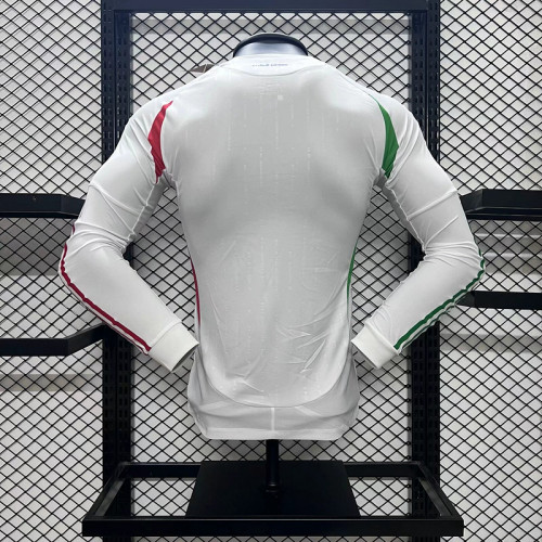 Player Version Long Sleeve Italy 2024 Away White Soccer Jersey Football Shirt